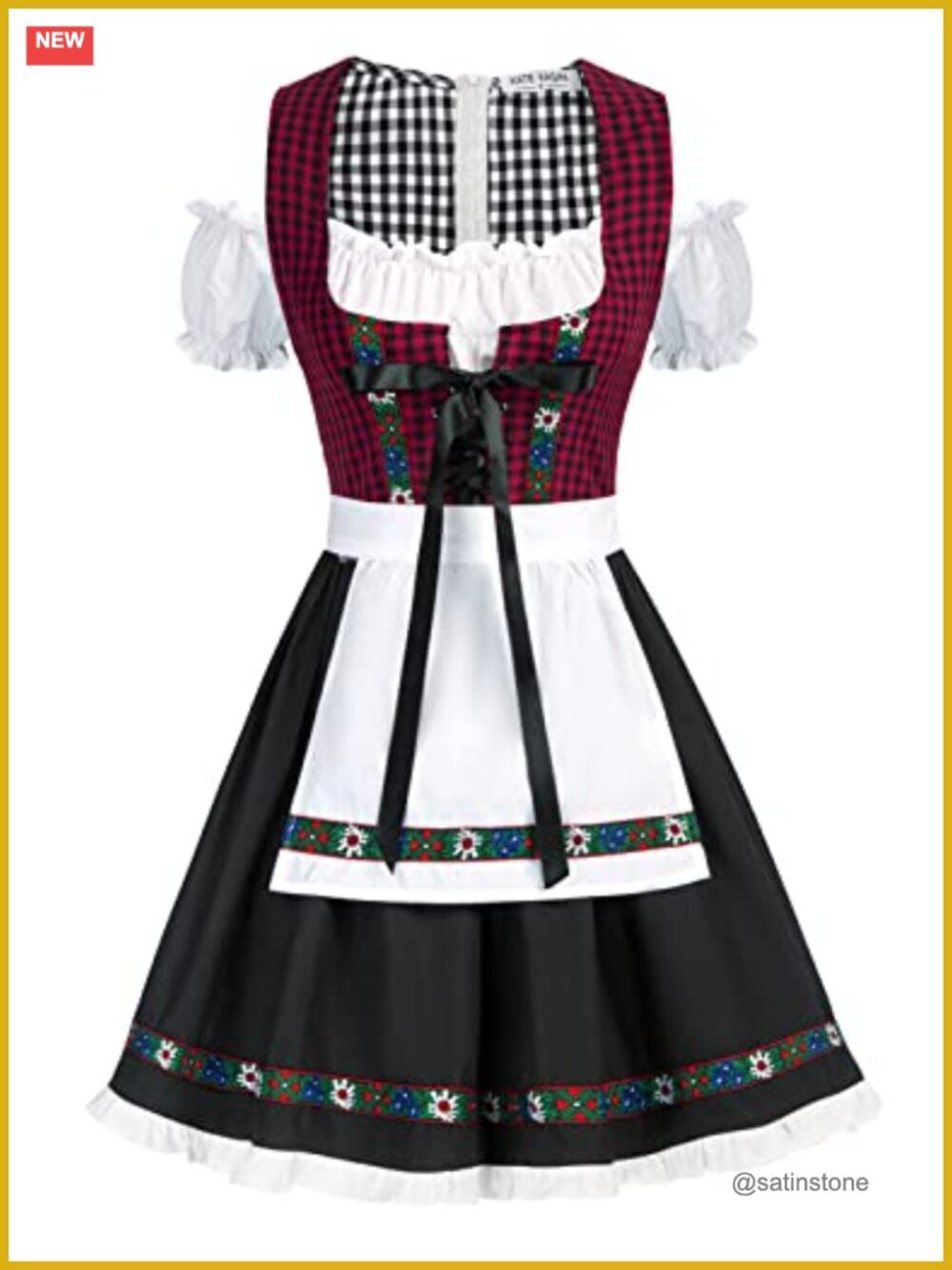 Women's Dirndl Oktoberfest Dress Bavarian Beer Maid Costume with Apron